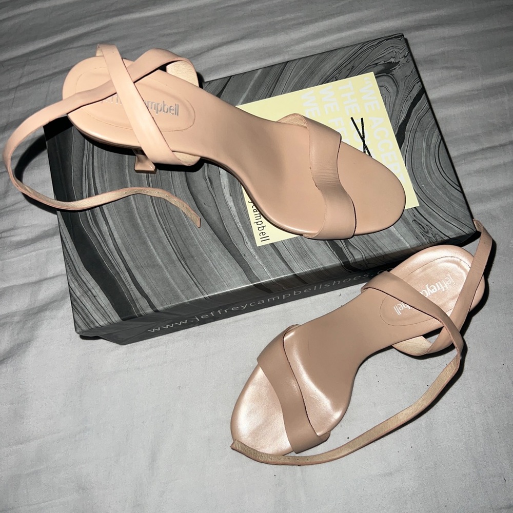 Jeffrey Campbell ankle strap nude heeled sandals
